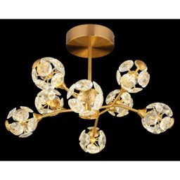 Luminosa Lighting Luminosa Virina Multi Arm Semi Flush Ceiling Lamp Gold Colors K9 Crystals 8X Led 3000K - thumbnail 3