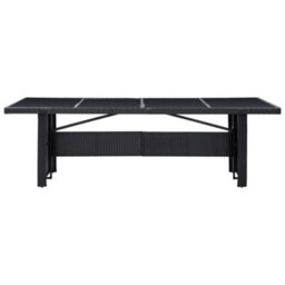 Vidaxl Garden Table Black 240X90X74 Cm Poly Rattan And Glass - thumbnail 2