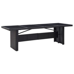 Vidaxl Garden Table Black 240X90X74 Cm Poly Rattan And Glass - thumbnail 1