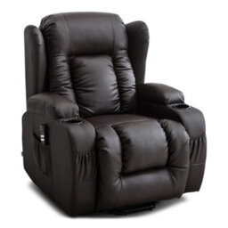 More4Homes Caesar Dual Motor Electric Rise Recliner Bonded Leather Armchair Electric Lift Riser Chair (Brown) - thumbnail 2