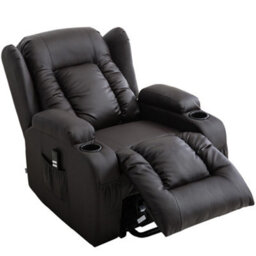 More4Homes Caesar Dual Motor Electric Rise Recliner Bonded Leather Armchair Electric Lift Riser Chair (Brown) - thumbnail 3
