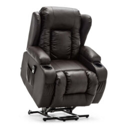 More4Homes Caesar Dual Motor Electric Rise Recliner Bonded Leather Armchair Electric Lift Riser Chair (Brown) - thumbnail 4