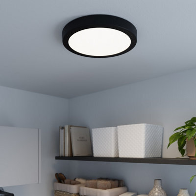 GoodHome Aius Matt Metal & Plastic Black Led Ceiling Light (Dia)30Cm - image 1