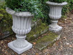 Pair Of Large Fluted Stone Garden Vases - thumbnail 7