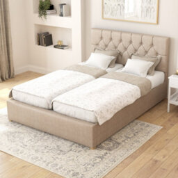 Aspire Olivier Electric Adjustable Bed Upholstered With Pocket Sprung Mattress Uk Made, Eire Linen Natural, Size King - thumbnail 2