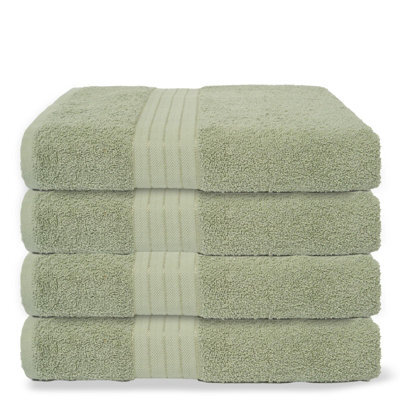 Ohs 4 Pack Of 100% Cotton Bath Sheet, 90 X 150Cm - Sage Green - image 1