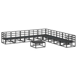 Berkfield Modern Garden Sofa Set With Cushion 10 Pcs Black Aluminium - thumbnail 9