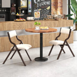 Dining Chair Set Of 2 Wooden Upholstered Dining Chairs-Coffee Folding - thumbnail 4
