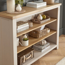 The Furniture Market Cheshire Dove Grey Painted Wide Low Bookcase - thumbnail 3