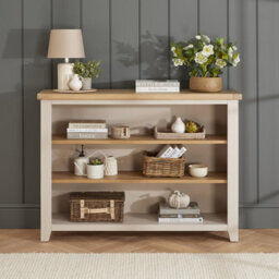 The Furniture Market Cheshire Dove Grey Painted Wide Low Bookcase - thumbnail 2