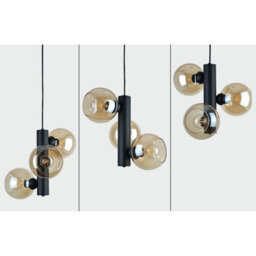 Luminosa Lighting Luminosa Tube Globe Pendant Ceiling Light Black Amber Glass Shade 3X E27 - thumbnail 4