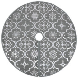 Berkfield Luxury Christmas Tree Skirt With Sock Grey 90 Cm Fabric - thumbnail 3