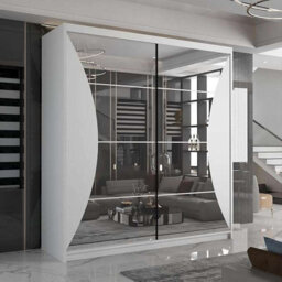 Sliding Wardrobes 4 u LTD Modern Sliding Wardrobe With Led Light - Full-Length Mirror Enhanced Storage White (150Cm)/203Cm - thumbnail 1