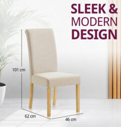 Hallowood Furniture Newquay Oak Flip Top Extending Table With 4 Upholstered Roll Top Dining Chairs In Cream Fabric - thumbnail 4