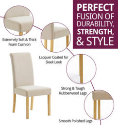 Hallowood Furniture Newquay Oak Flip Top Extending Table With 4 Upholstered Roll Top Dining Chairs In Cream Fabric - thumbnail 5