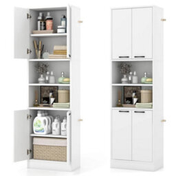 Kitchen Pantry Cabinet 190Cm Tall Freestanding Cupboard W/doors White - thumbnail 1