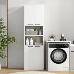 Kitchen Pantry Cabinet 190Cm Tall Freestanding Cupboard W/doors White - thumbnail 3