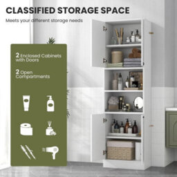 Kitchen Pantry Cabinet 190Cm Tall Freestanding Cupboard W/doors White - thumbnail 6