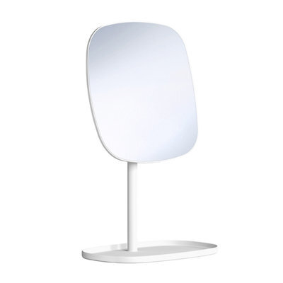 Beslagsboden Matt White Make Up Mirror 192X192mm Freestanding With Tray 7X Magnification Vanity Bathroom Mirror - image 1