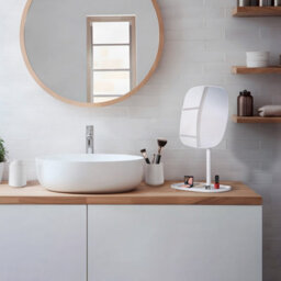 Beslagsboden Matt White Make Up Mirror 192X192mm Freestanding With Tray 7X Magnification Vanity Bathroom Mirror - thumbnail 2
