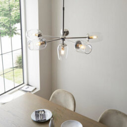 Luminosa Lighting Luminosa Livorno Multi Arm Pendant Ceiling Light Bright Nickel Plate, Clear Glass - thumbnail 4