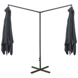 Walplus Double Garden Parasol With Steel Pole Anthracite 600X300 Cm - thumbnail 4