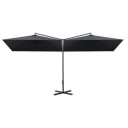 Walplus Double Garden Parasol With Steel Pole Anthracite 600X300 Cm - thumbnail 3