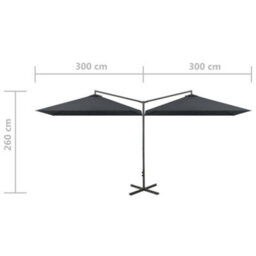 Walplus Double Garden Parasol With Steel Pole Anthracite 600X300 Cm - thumbnail 8