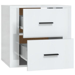 Berkfield Wall-Mounted Bedside Cabinet High Gloss White 50X36X47 Cm - thumbnail 8
