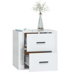 Berkfield Wall-Mounted Bedside Cabinet High Gloss White 50X36X47 Cm - thumbnail 5