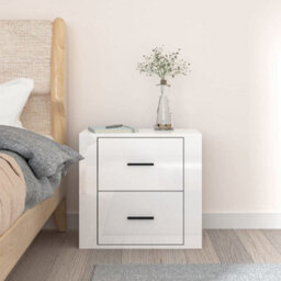 Berkfield Wall-Mounted Bedside Cabinet High Gloss White 50X36X47 Cm - thumbnail 3