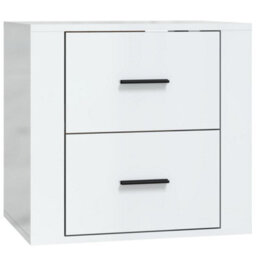 Berkfield Wall-Mounted Bedside Cabinet High Gloss White 50X36X47 Cm - thumbnail 2