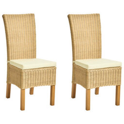 Beliani Set Of 2 Dining Chairs Andes Rattan Natural