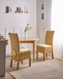 Beliani Set Of 2 Dining Chairs Andes Rattan Natural - thumbnail 2