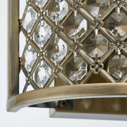 Crystal Cage Wall Light Brass & Glass Shade Modern Twin Bulb Lounge Lamp Fitting - thumbnail 4