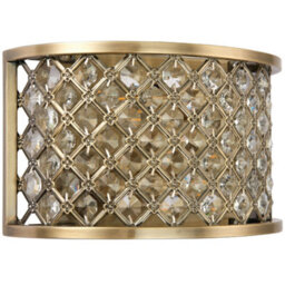 Crystal Cage Wall Light Brass & Glass Shade Modern Twin Bulb Lounge Lamp Fitting - thumbnail 3