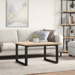 Berkfield Coffee Table O-Frame 90X90X45.5 Cm Solid Wood Pine And Steel - thumbnail 3