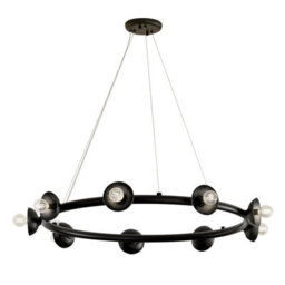 Luminosa Lighting Elstead Kichler Palta Cylindrical Pendant Ceiling Light Contemporary Satin Black 9X E14