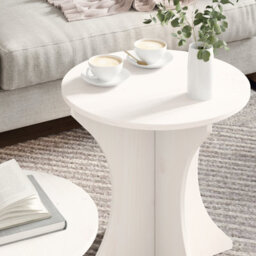 Berkfield Coffee Table 2 Pcs White Solid Pine Wood - thumbnail 4