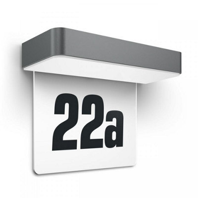 Steinel Xsolar Sol-O Hn Anthracite Solar Outdoor House Number Twilight Sensor Dusk To Dawn Icncl. House Number Plate - image 1