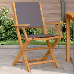Berkfield Garden Chairs 2 Pcs Anthracite Solid Wood Acacia And Fabric - thumbnail 1