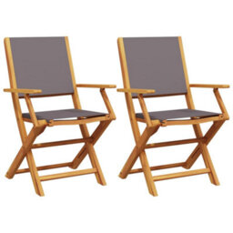 Berkfield Garden Chairs 2 Pcs Anthracite Solid Wood Acacia And Fabric - thumbnail 2