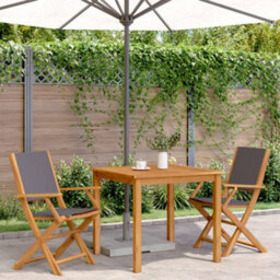 Berkfield Garden Chairs 2 Pcs Anthracite Solid Wood Acacia And Fabric - thumbnail 3