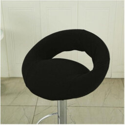 Stretchable Round Seat Cover For Bar Stools With Hollow Backrests, Washable Stool Cover, Kitchen Swivel Protector (Black, 1 Pc) - thumbnail 1