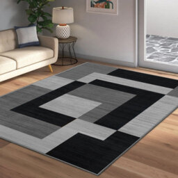 Ameha Printed Rugs Area Rug Living Room Modern Block Pattern Floor Carpets (120X170 Cm, Milo Black Grey) - thumbnail 5