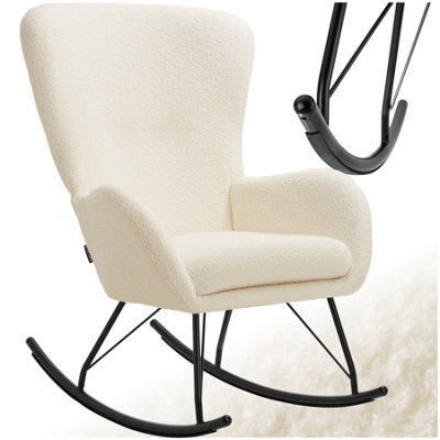 Tectake Rocking Chair Swing - Armchair With Steel Runners And Thick Padding  - Cream/black - image 1