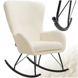 Tectake Rocking Chair Swing - Armchair With Steel Runners And Thick Padding  - Cream/black