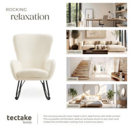 Tectake Rocking Chair Swing - Armchair With Steel Runners And Thick Padding  - Cream/black - thumbnail 7