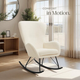 Tectake Rocking Chair Swing - Armchair With Steel Runners And Thick Padding  - Cream/black - thumbnail 8