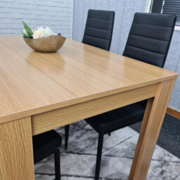 Kosy Koala Oak Effect Dining Table Set With 4 Black Faux Leather Chairs Dining Room Furniture - thumbnail 4